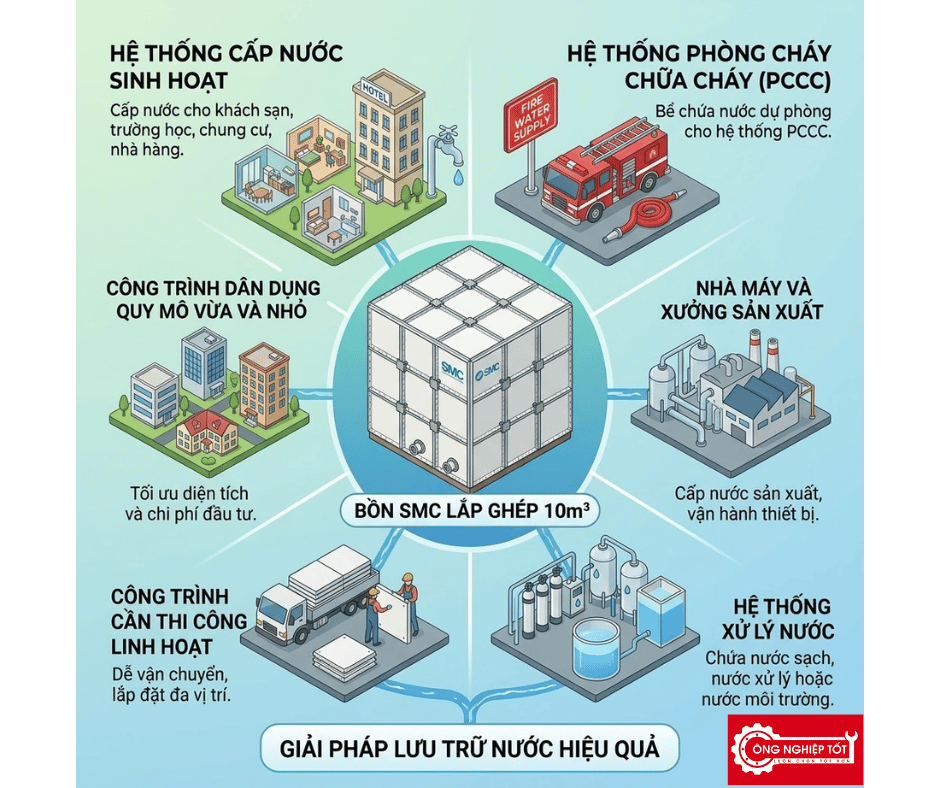 Các ứng dụng phổ biến của Bồn SMC lắp ghép 10m³